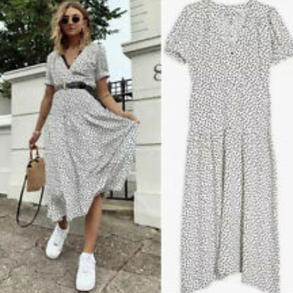black and white smock dress